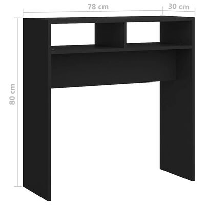 vidaXL Console Table Black 78x30x80 cm Engineered Wood