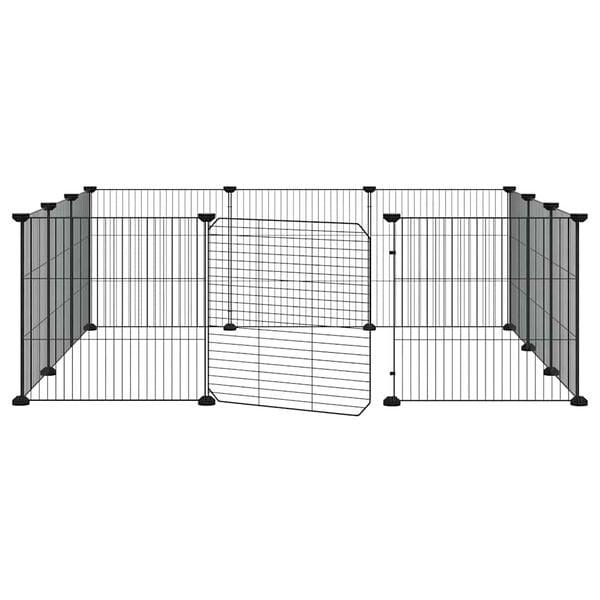 vidaXL 12-Panel Pet Cage with Door Black 35x35 cm Steel