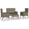 vidaXL 4 Piece Garden Lounge Set with Cushions Grey Poly Rattan