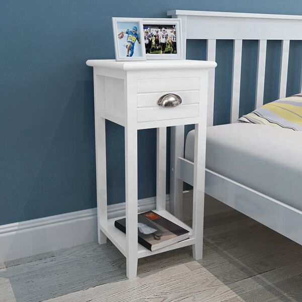 vidaXL Nightstand with 1 Drawer White