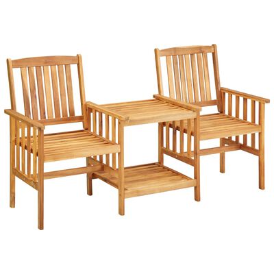 vidaXL Garden Chairs with Tea Table and Cushions Solid Acacia Wood