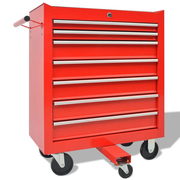 vidaXL Workshop Tool Trolley with 1125 Tools Steel Red