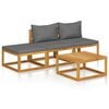 vidaXL 4 Piece Garden Lounge Set with Cushion Solid Acacia Wood
