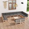 vidaXL 13 Piece Garden Lounge Set with Cushions Solid Pinewood