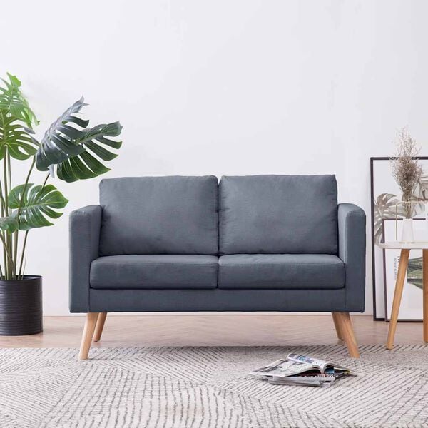 vidaXL Sofa 2-Seater Fabric Dark Grey