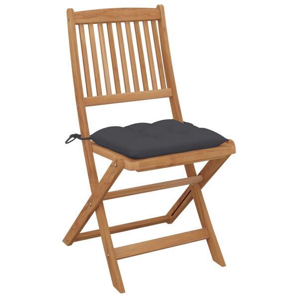 vidaXL Folding Garden Chairs 2 pcs with Cushions Solid Wood Acacia