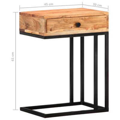 vidaXL U-Shaped Side Table 45x30x61cm Solid Acacia Wood