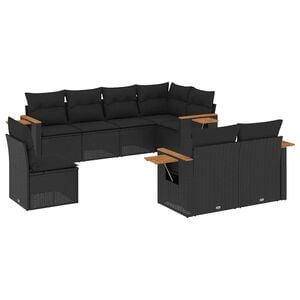 vidaXL Patio Sofa Set 8-Seaters Black