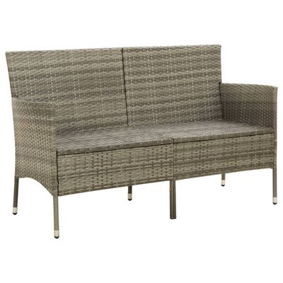 vidaXL 3-Seater Garden Sofa with Cushion Grey Poly Rattan