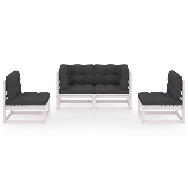 vidaXL 4 Piece Garden Lounge Set with Cushions Solid Pinewood