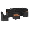 vidaXL 7 Piece Garden Sofa Set with Cushions Black Poly Rattan