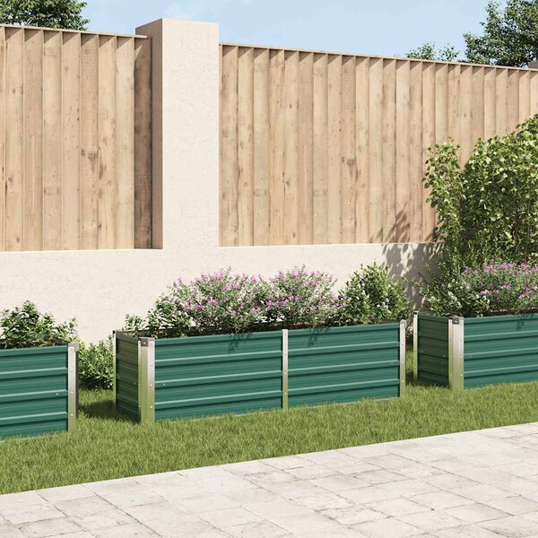 vidaXL Garden Raised Bed Galvanised Steel 160x40x45 cm Green