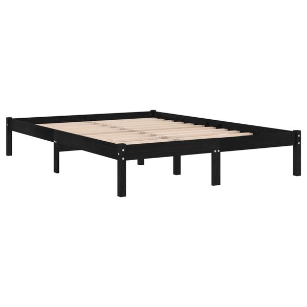 vidaXL Bed Frame without Mattress Black Solid Wood King Size