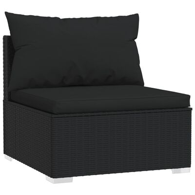 vidaXL 5 Piece Garden Lounge Set with Cushions Poly Rattan Black