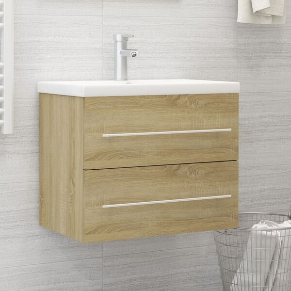 vidaXL Sink Cabinet Sonoma Oak 60x38.5x48 cm Engineered Wood
