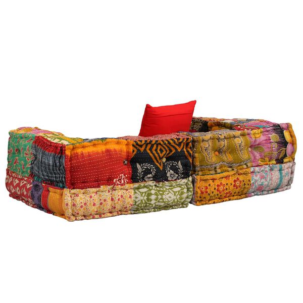 vidaXL 2-Seater Modular Pouffe Patchwork Fabric