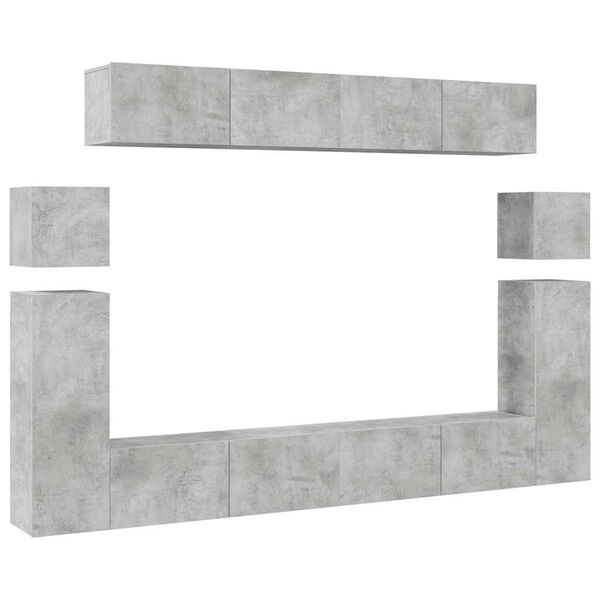 vidaXL 8 Piece TV Cabinet Set Concrete Grey Engineered Wood