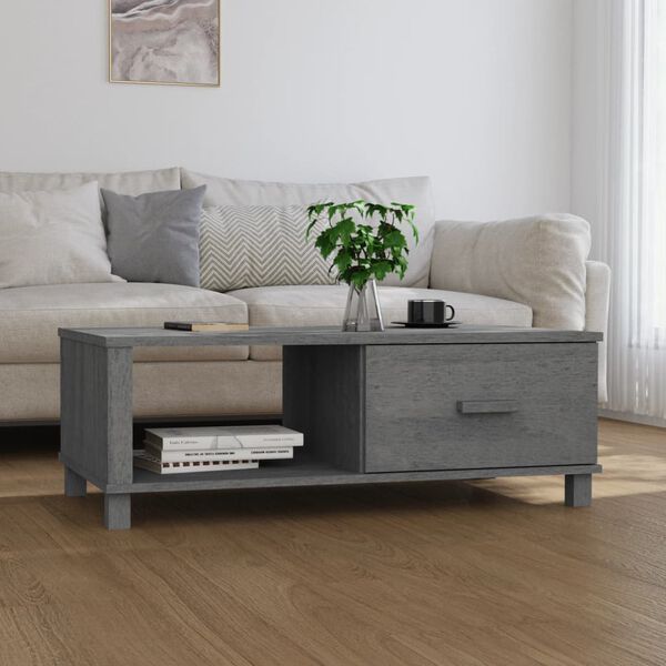 vidaXL Coffee Table HAMAR Dark Grey 100x55x35 cm Solid Wood Pine