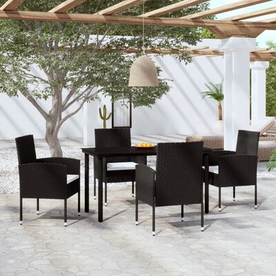 vidaXL 5 Piece Garden Dining Set Black