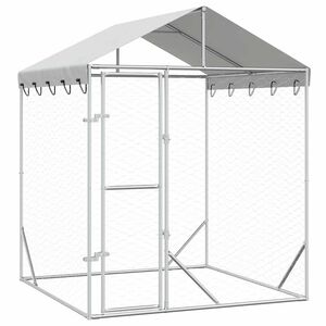 vidaXL Outdoor Dog Kennel with Roof Silver 2x2x2.5 m Galvanised Steel