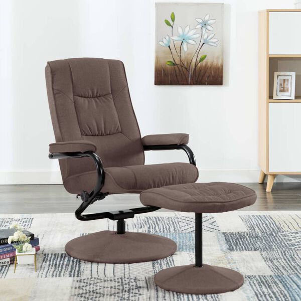 vidaXL Recliner Chair with Footrest Brown Fabric