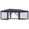 vidaXL Party Tent with 6 Mesh Sidewalls Blue 6x4 m HDPE