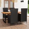 vidaXL 5 Piece Garden Dining Set with Cushions Poly Rattan Black