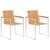 vidaXL Garden Chairs with Cushions 2 pcs Solid Teak Wood and Steel