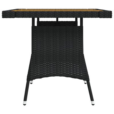 vidaXL Garden Table Black 70x70x72 cm Poly Rattan & Solid Acacia Wood