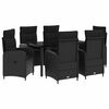vidaXL Sofa Table Set 7 pcs Black PE Rattan and Powder-Coated Steel