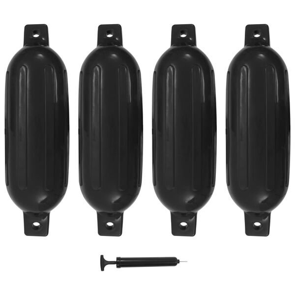 vidaXL Boat Fenders 4 pcs Black 58.5x16.5 cm PVC