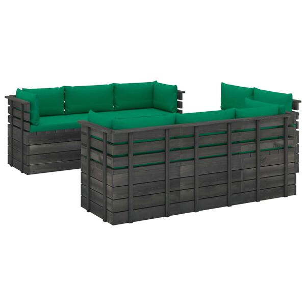 vidaXL 9 Piece Garden Pallet Lounge Set with Cushions Solid Pinewood