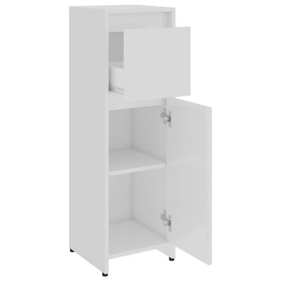 vidaXL 3 Piece Bathroom Furniture Set High Gloss White Engineered Wood