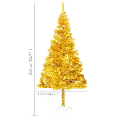vidaXL Artificial Pre-lit Christmas Tree with Stand Gold 210 cm PET