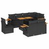 vidaXL 9 Piece Garden Sofa Set with Cushions Black Poly Rattan Acacia