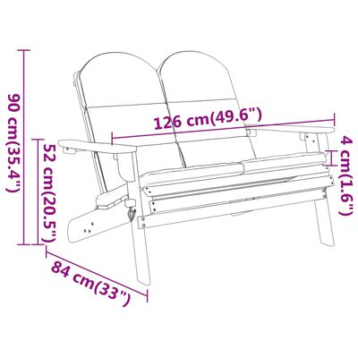 vidaXL Adirondack Garden Bench with Cushions 126 cm Solid Wood Acacia