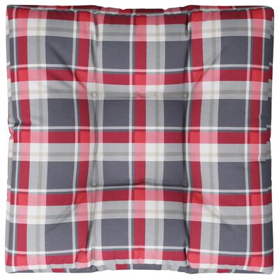 vidaXL Pallet Cushion Red Check Pattern 70x70x12 cm Fabric
