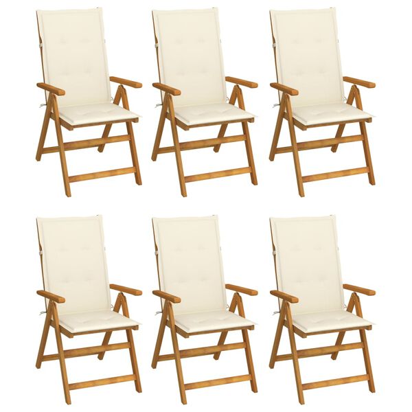 vidaXL Folding Garden Chairs 6 pcs with Cushions Solid Acacia Wood