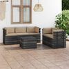 vidaXL 6 Piece Garden Pallet Lounge Set with Cushions Solid Pinewood