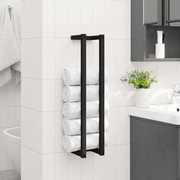 vidaXL Towel Rack Black 12.5x12.5x60 cm Iron