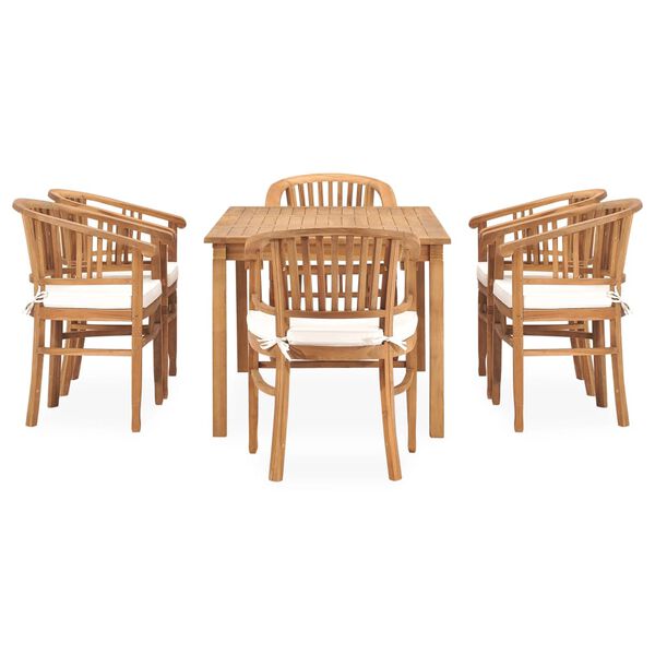 vidaXL 7 Piece Garden Dining Set with Cushions Solid Teak Wood