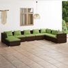 vidaXL 8 Piece Garden Lounge Set with Cushions Poly Rattan Brown