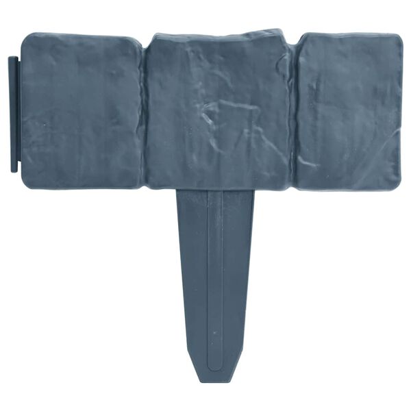 vidaXL Plastic Garden / Lawn Fence Stone Look 41 pcs 10 m