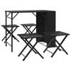 vidaXL 5 Piece Garden Camping Set Foldable Black Poly Rattan