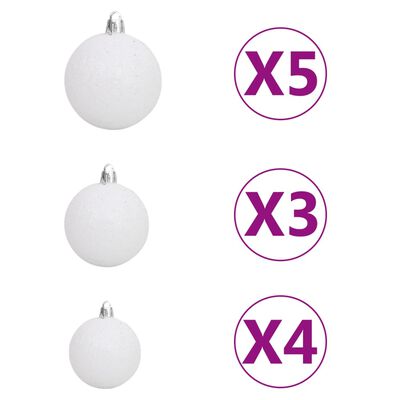 vidaXL Artificial Pre-lit Christmas Tree with Ball Set White 120 cm