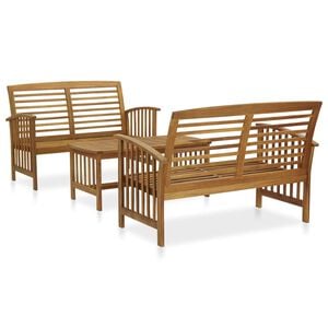 vidaXL 3 Piece Garden Lounge Set Solid Acacia Wood (310259+310262)