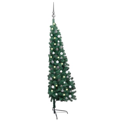 vidaXL Artificial Half Pre-lit Christmas Tree with Ball Set Green 120 cm