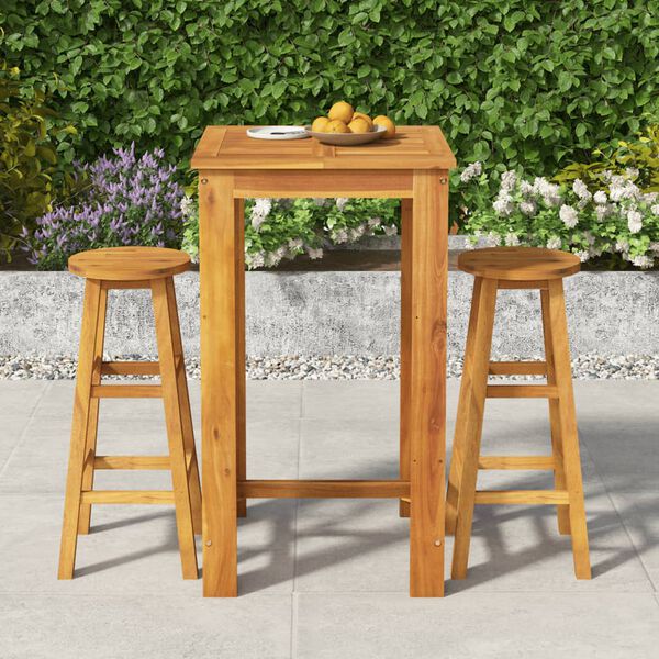 vidaXL 3 Piece Garden Bar Set Solid Wood Acacia
