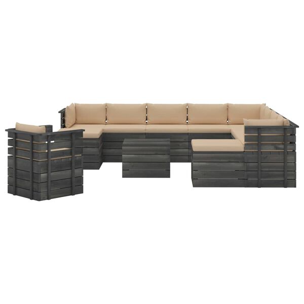 vidaXL 12 Piece Garden Pallet Lounge Set with Cushions Solid Pinewood