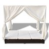 vidaXL Outdoor Lounge Bed with Curtains Poly Rattan Brown